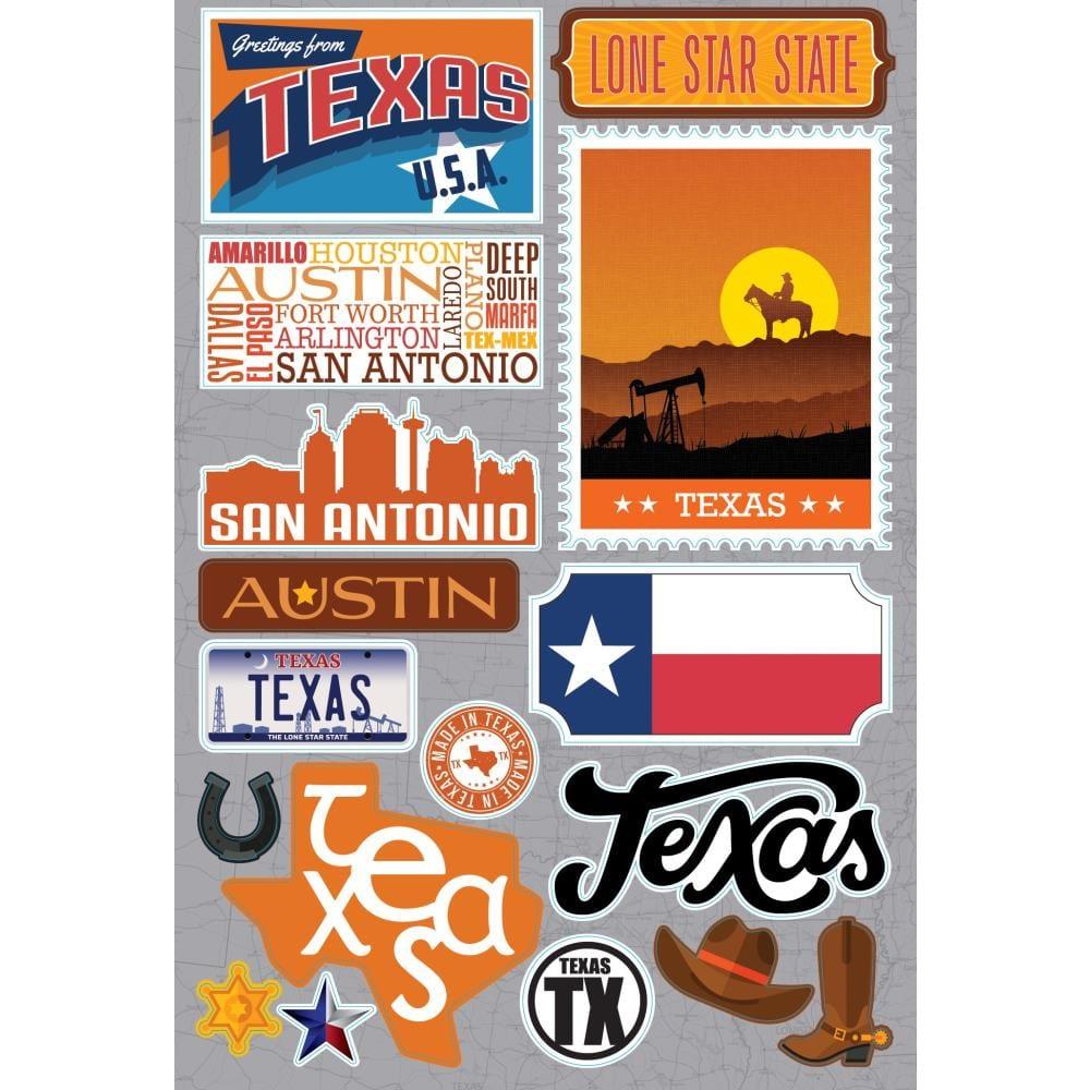 Jetsetters 3 Collection Texas 5 x 7 Scrapbook Embellishment by Reminisce - Scrapbook Supply Companies