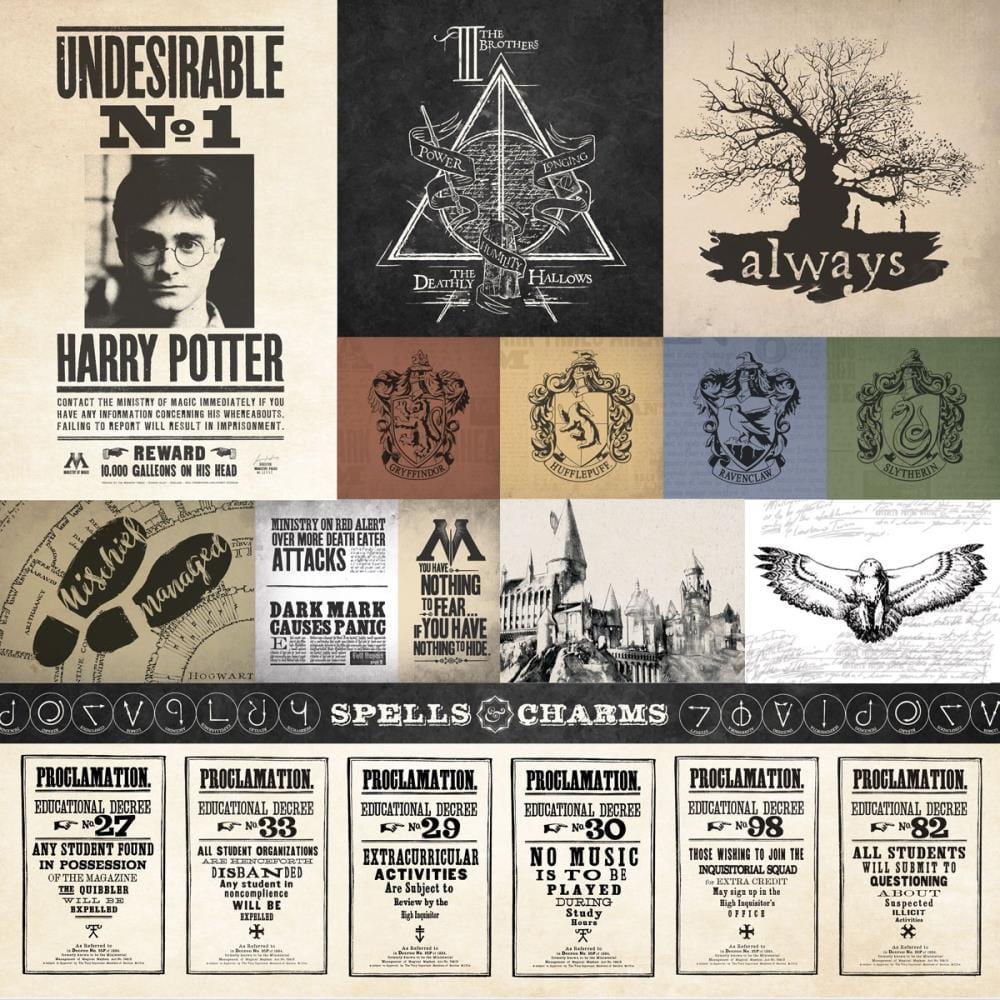 Harry Potter Collection Parchment Tags 12 x 12 Double-Sided Scrapbook Paper by Paper House Productions - Scrapbook Supply Companies