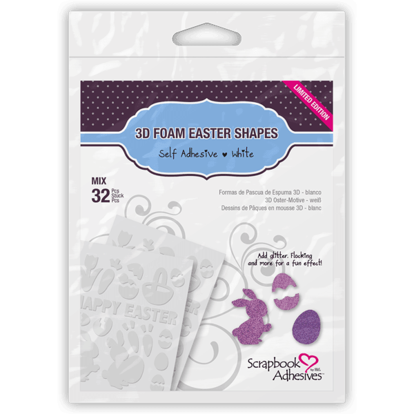 Foam Collection 3D White, Double-Sided, Self-Adhesive, Permanent Foam Easter Shapes by Scrapbook Adhesives - Pkg. of 32 - Scrapbook Supply Companies