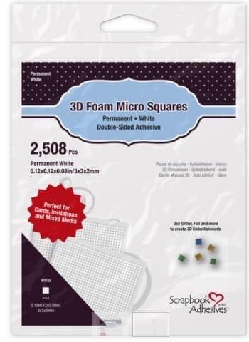 Foam Collection 3D White Micro Squares, Double-Sided, Self-Adhesive, Permanent Foam Squares - Pkg. of 2,508 - Scrapbook Supply Companies