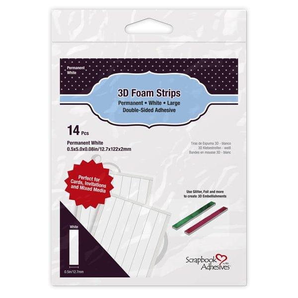 Foam Collection 3D White Large Foam Strips, Double-Sided, Self-Adhesive, Permanent Foam Strips - 14 pieces - Scrapbook Supply Companies