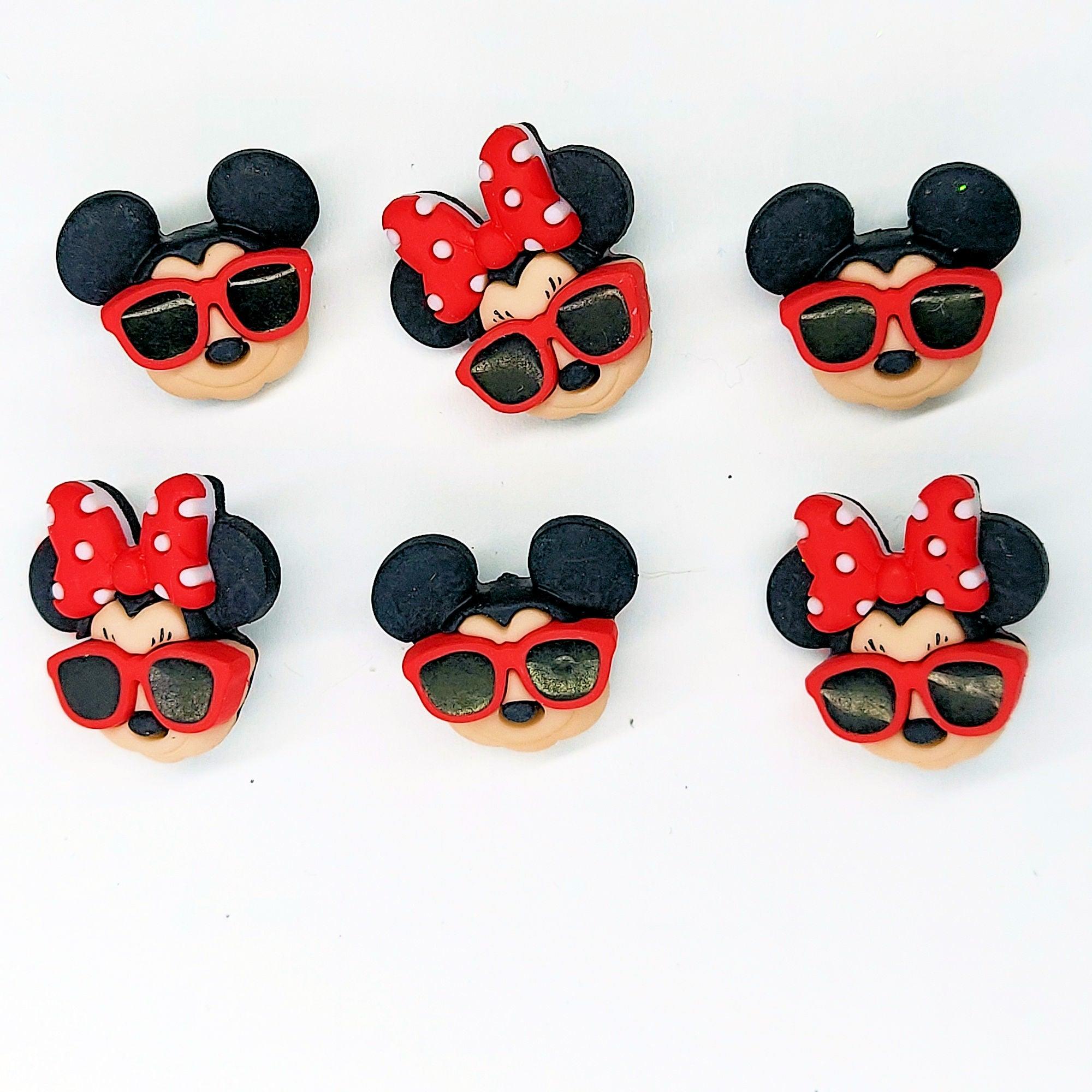 Disney Dress It Up Collection Mickey Mouse & Minnie Mouse Vacation Sunglasses Buttons - 6 pieces - Scrapbook Supply Companies