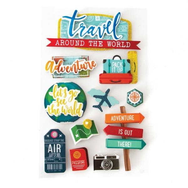 Travel Collection Travel Around The World 5x7 Glitter & Foil Dimensional Scrapbook Embellishment by Paper House Productions