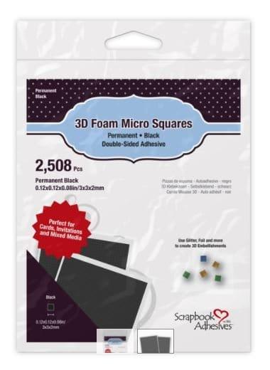 Foam Collection 3D Black Micro Squares, Double-Sided, Self-Adhesive, Permanent Foam Squares - Pkg. of 2,508 - Scrapbook Supply Companies