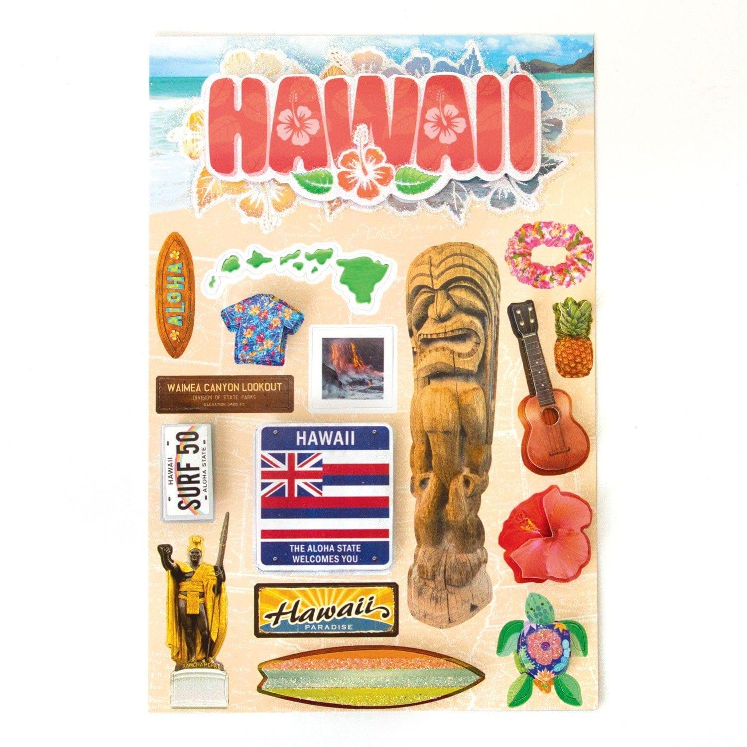 Travel Collection Hawaii Welcomes You 5 x 7 Glitter 3D Scrapbook Embellishment by Paper House Productions - Scrapbook Supply Companies