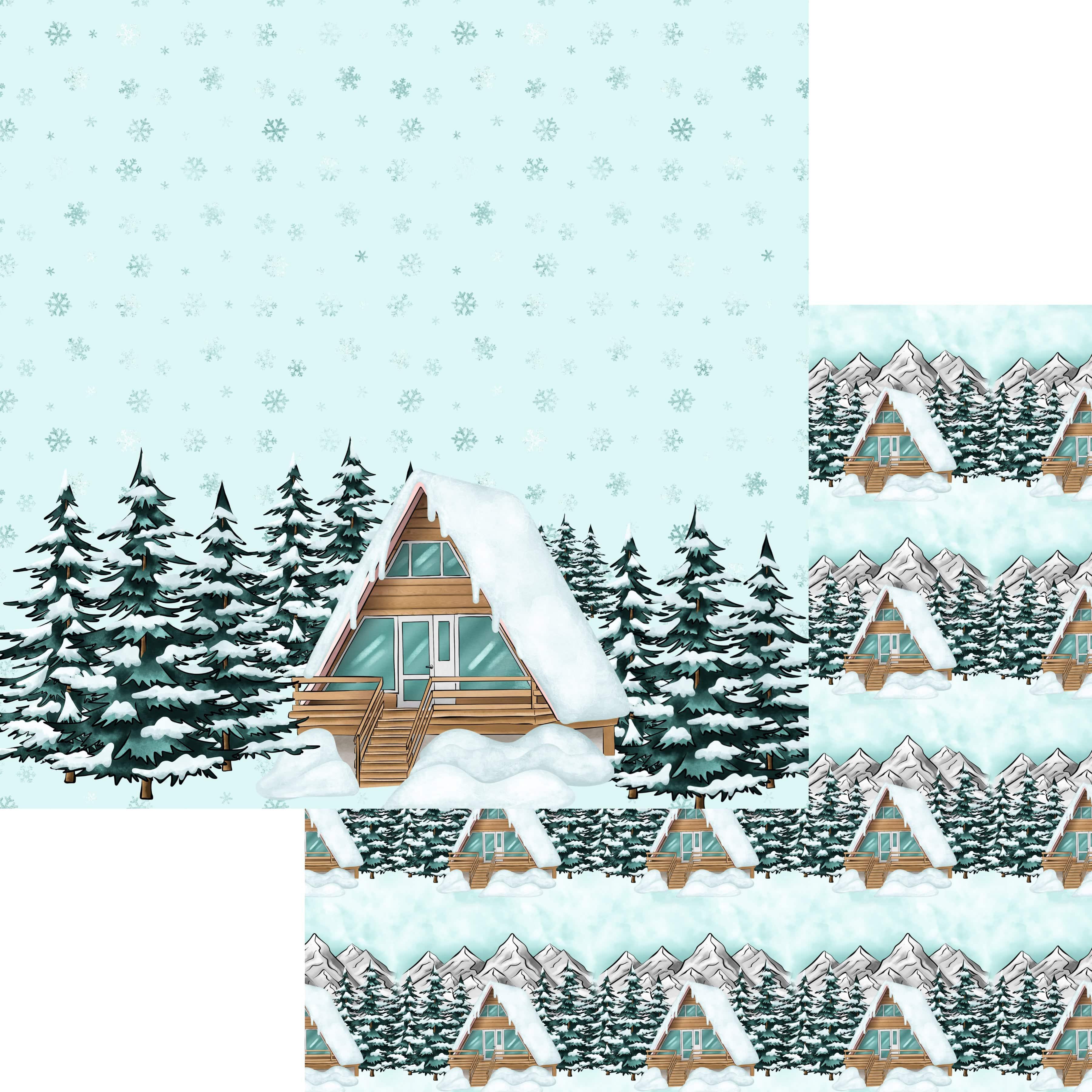 Snow Business Collection Chalet 12 x 12 Double-Sided Scrapbook Paper by SSC Designs