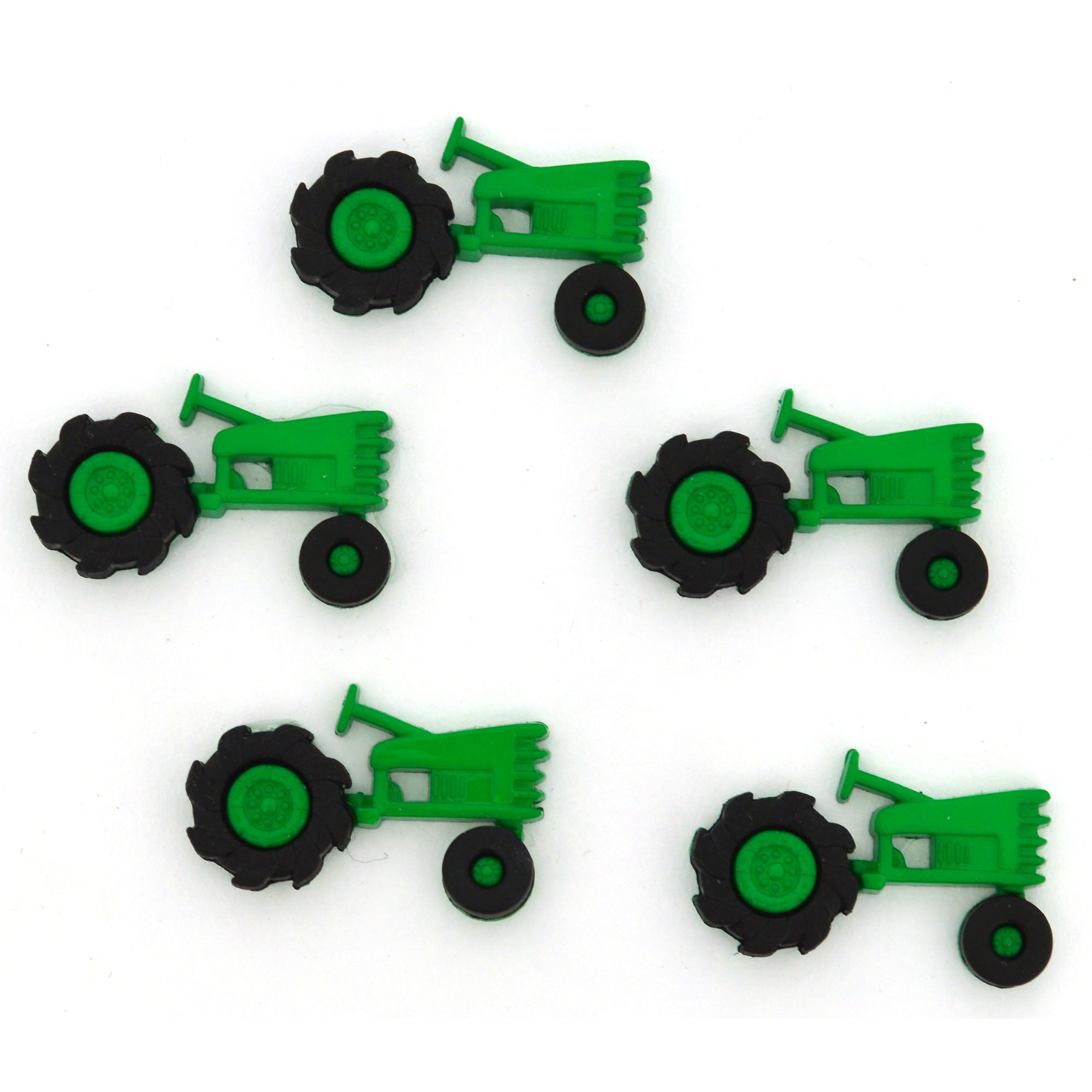 Dress It Up Farm Collection Plowin' Thru Tractor Scrapbook Buttons by Jesse James Buttons - 5 pieces