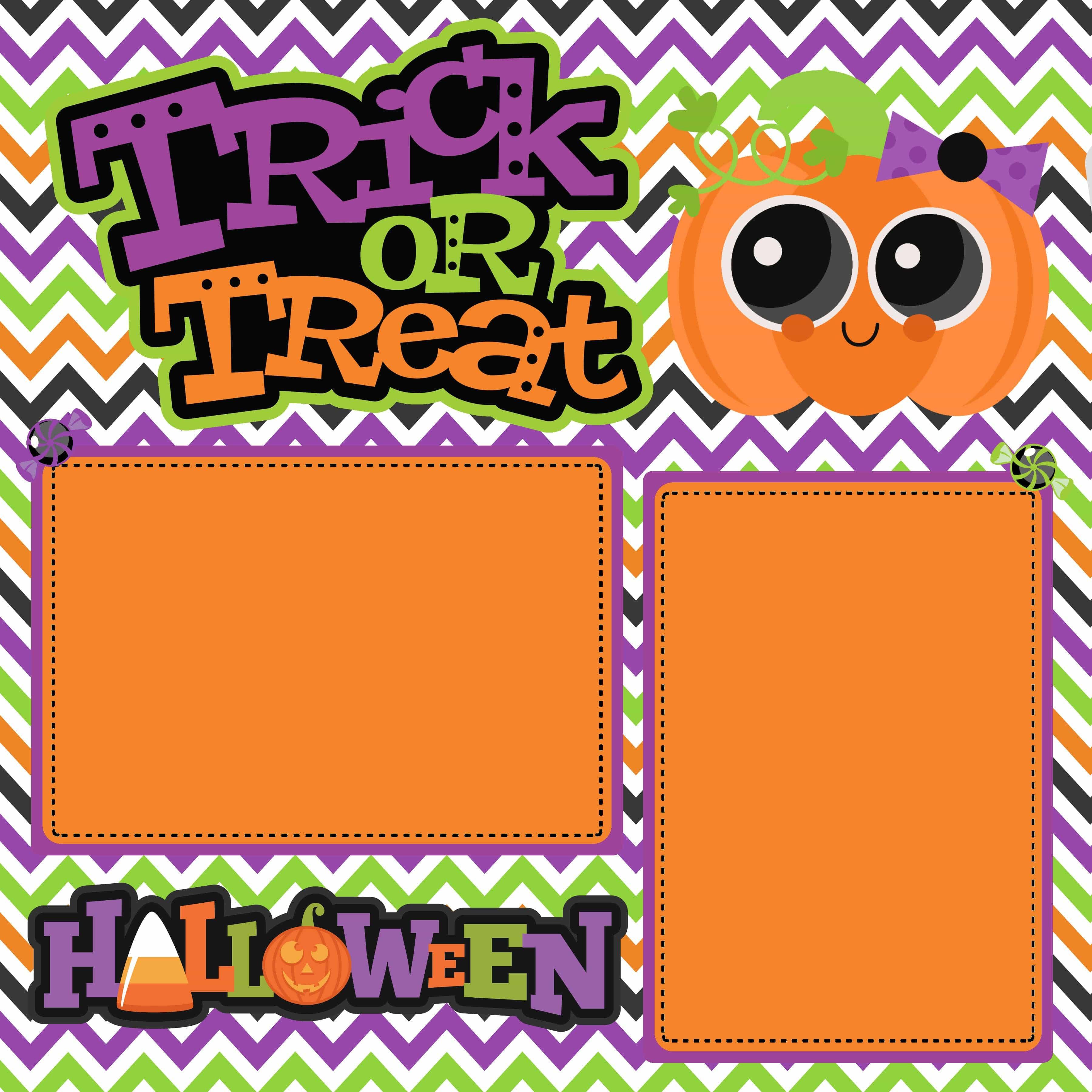 Trick Or Treat Halloween (2) - 12 x 12 Premade, Printed Scrapbook Pages by SSC Designs - Scrapbook Supply Companies