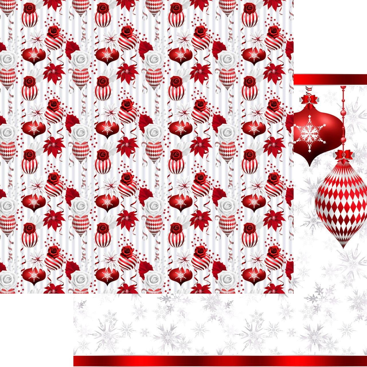 Peppermint Christmas Collection Vintage Ornaments 12 x 12 Double-Sided Scrapbook Paper by SSC Designs - Scrapbook Supply Companies