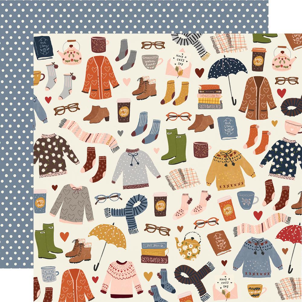 Cozy Days Collection Sweaters & Boots 12 x 12 Double-Sided Scrapbook Paper by Simple Stories - Scrapbook Supply Companies