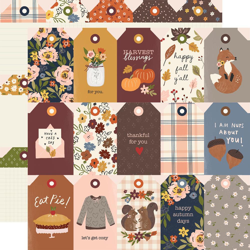 Cozy Days Collection Tags 12 x 12 Double-Sided Scrapbook Paper by Simple Stories - Scrapbook Supply Companies