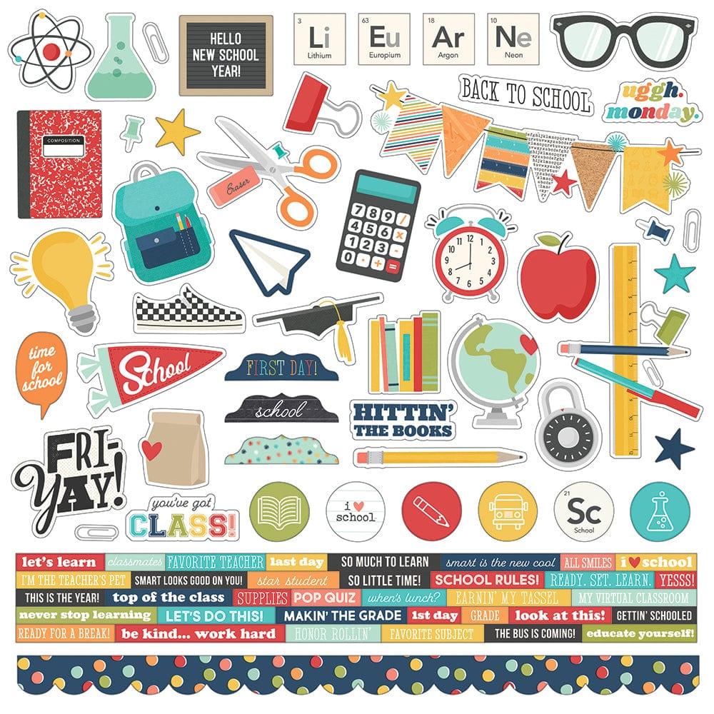 School Life Collection 12 x 12 Cardstock Scrapbook Sticker Sheet by Simple Stories - Scrapbook Supply Companies