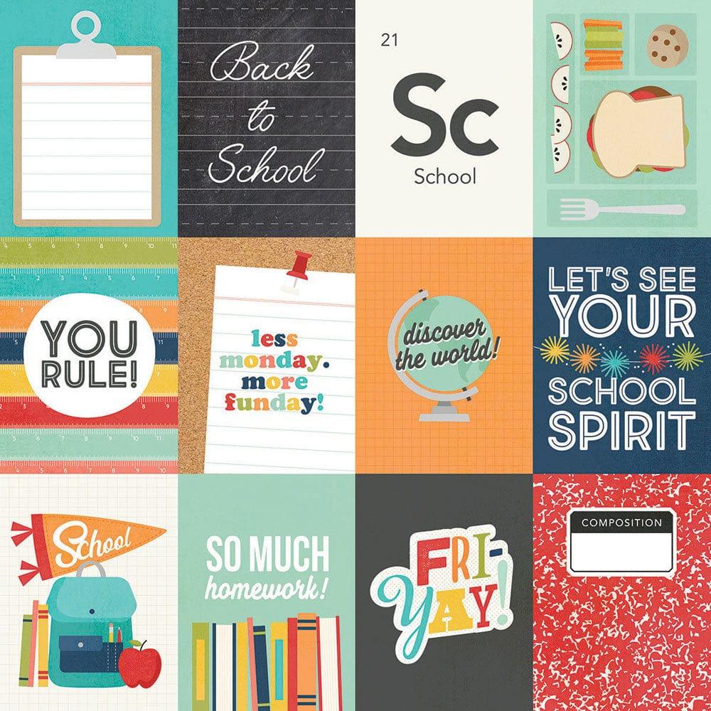 School Life Collection 3 x 4 Elements 12 x 12 Double-Sided Scrapbook Paper by Simple Stories - Scrapbook Supply Companies