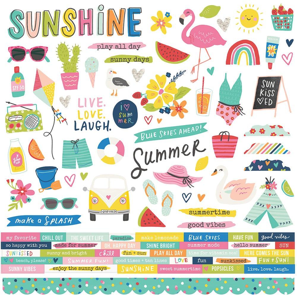 Sunkissed Collection 12 x 12 Cardstock Scrapbook Sticker Sheet by Simple Stories - Scrapbook Supply Companies