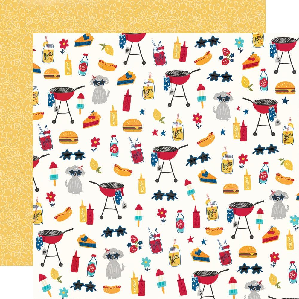 Stars, Stripes & Sparklers Collection Red, White & BBQ 12 x 12 Double-Sided Scrapbook Paper by Simple Stories