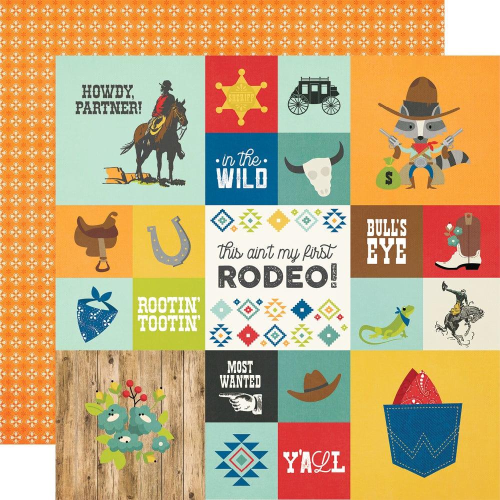 Howdy Collection 2x2 and 4x4 Elements 12 x 12 Double-Sided Scrapbook Paper by Simple Stories