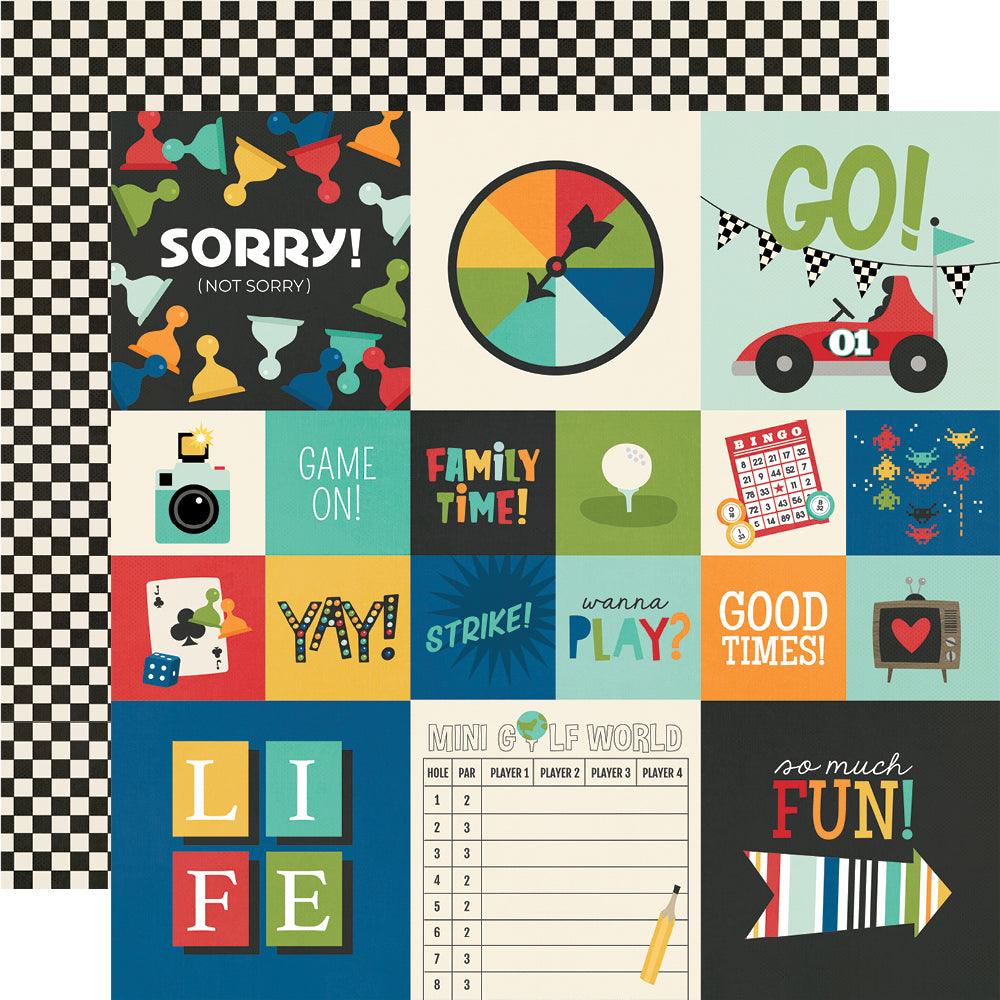 Family Fun Collection 2 x 2 and 4 x 4 Elements 12 x 12 Double-Sided Scrapbook Paper by Simple Stories - Scrapbook Supply Companies