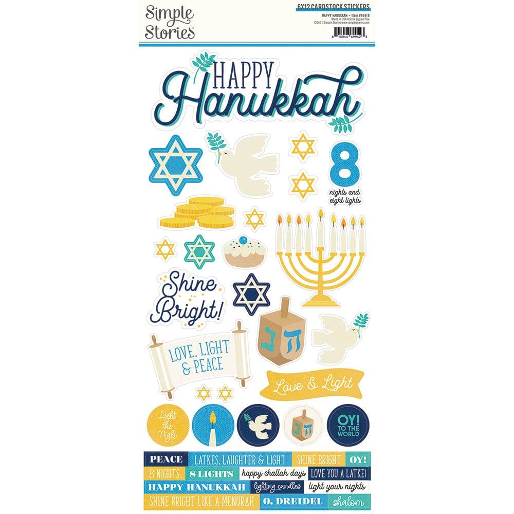 Happy Hanukkah Collection 6 x 12 Scrapbook Sticker Sheet by Simple Stories - Scrapbook Supply Companies