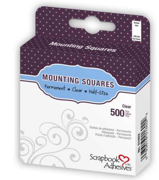 Mounting Squares Collection Clear, Half-Size, Permanent, Double-Sided, Self-Adhesive Mounting Squares - Pkg. of 500 - Scrapbook Supply Companies