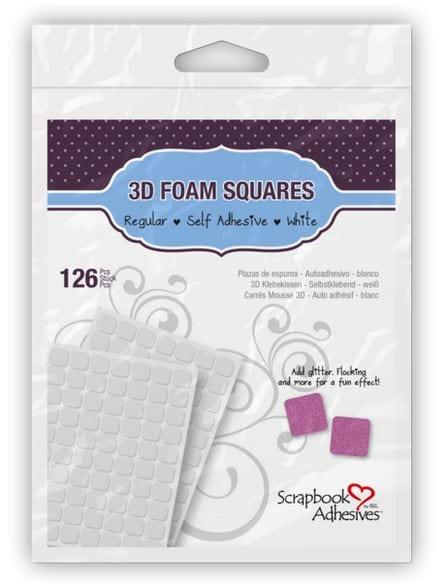 Foam Collection 3D White, Regular, Double-Sided, Self-Adhesive, Permanent Foam Squares - Pkg. of 126 - Scrapbook Supply Companies