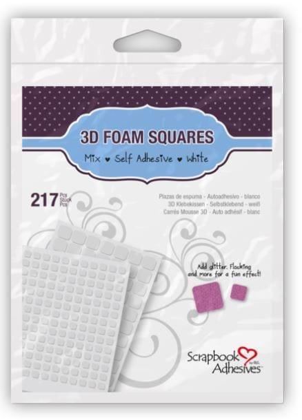Foam Collection 3D White, Mixed Size, Double-Sided, Self-Adhesive, Permanent Foam Squares - Pkg. of 217 - Scrapbook Supply Companies