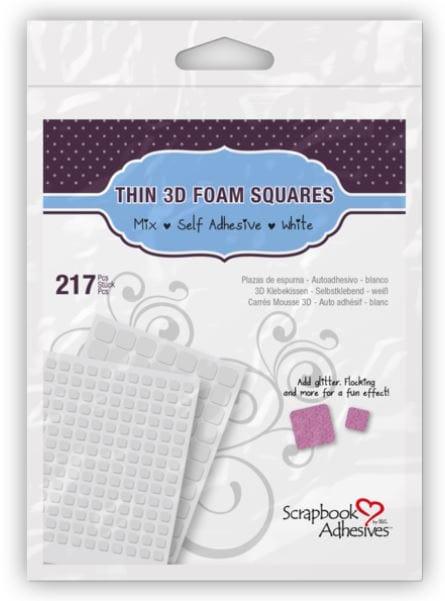 Foam Collection 3D White, Thin, Mixed Size, Double-Sided, Self-Adhesive, Permanent Foam Squares - Pkg. of 217 - Scrapbook Supply Companies
