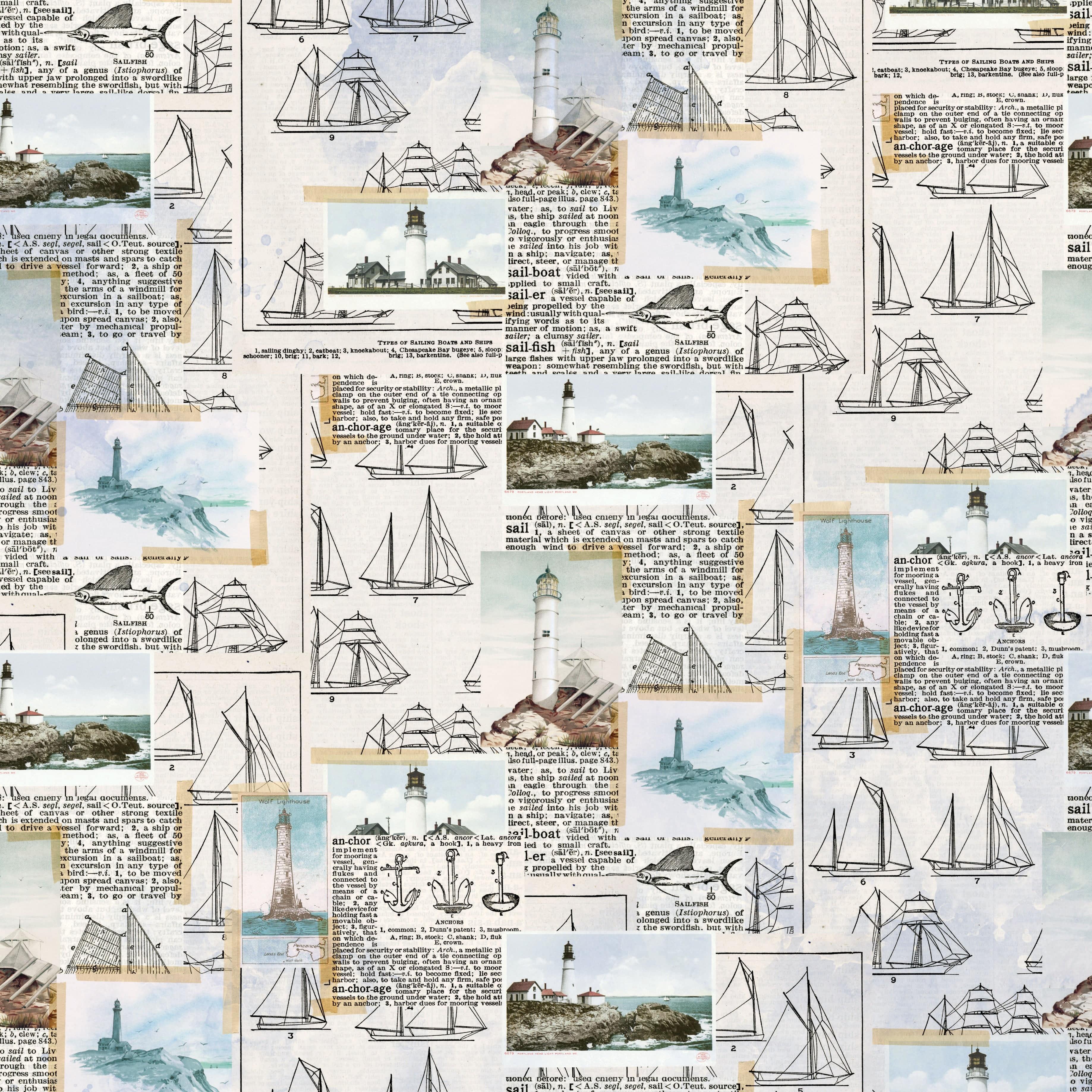 Vintage Seas Collection Sail Away 12 x 12 Double-Sided Scrapbook Paper by Simple Stories - Scrapbook Supply Companies