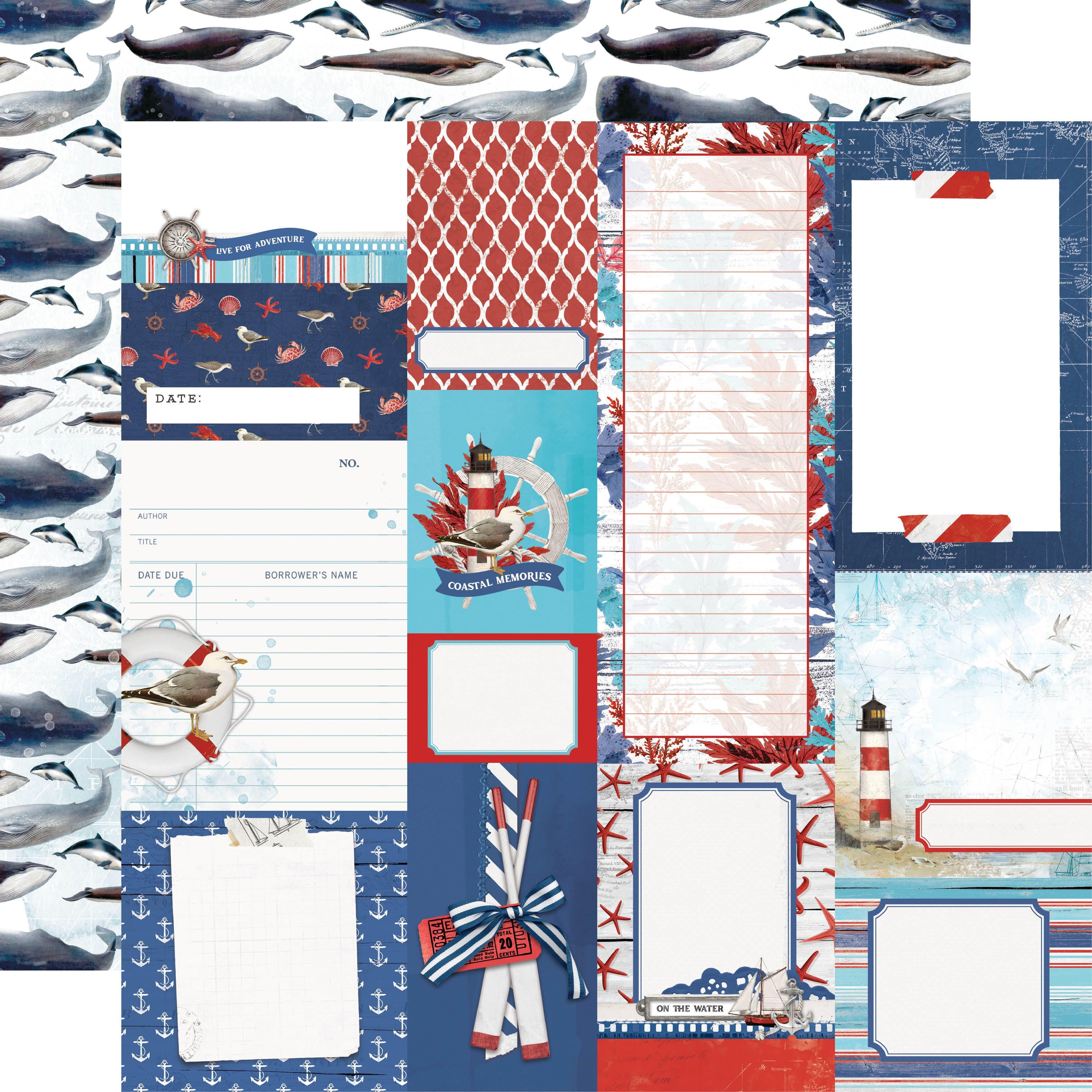 Vintage Seas Collection Journal Elements 12 x 12 Double-Sided Scrapbook Paper by Simple Stories