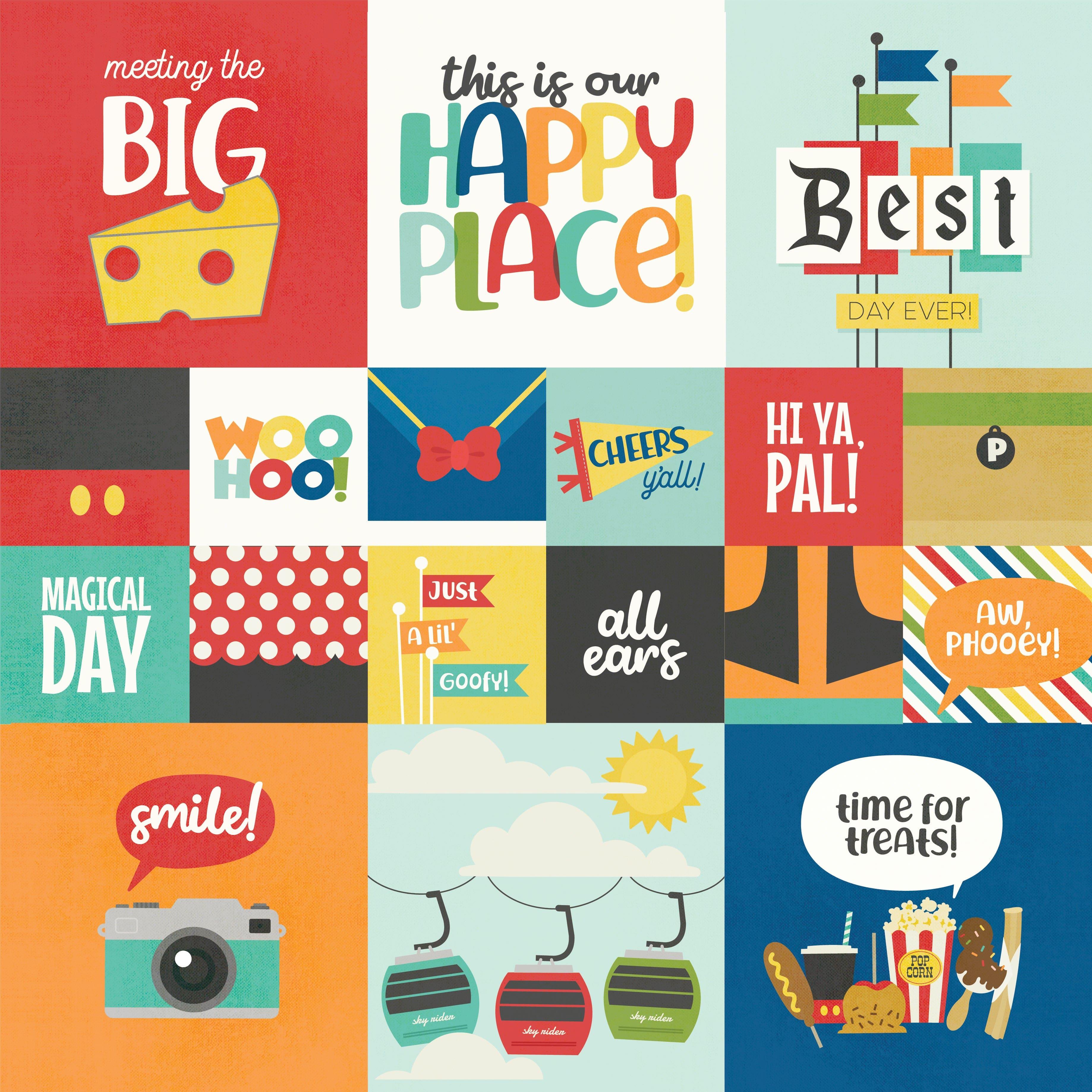Say Cheese At The Park Collection 2x2/4x4 Elements 12 x 12 Double-Sided Scrapbook Paper by Simple Stories - Scrapbook Supply Companies