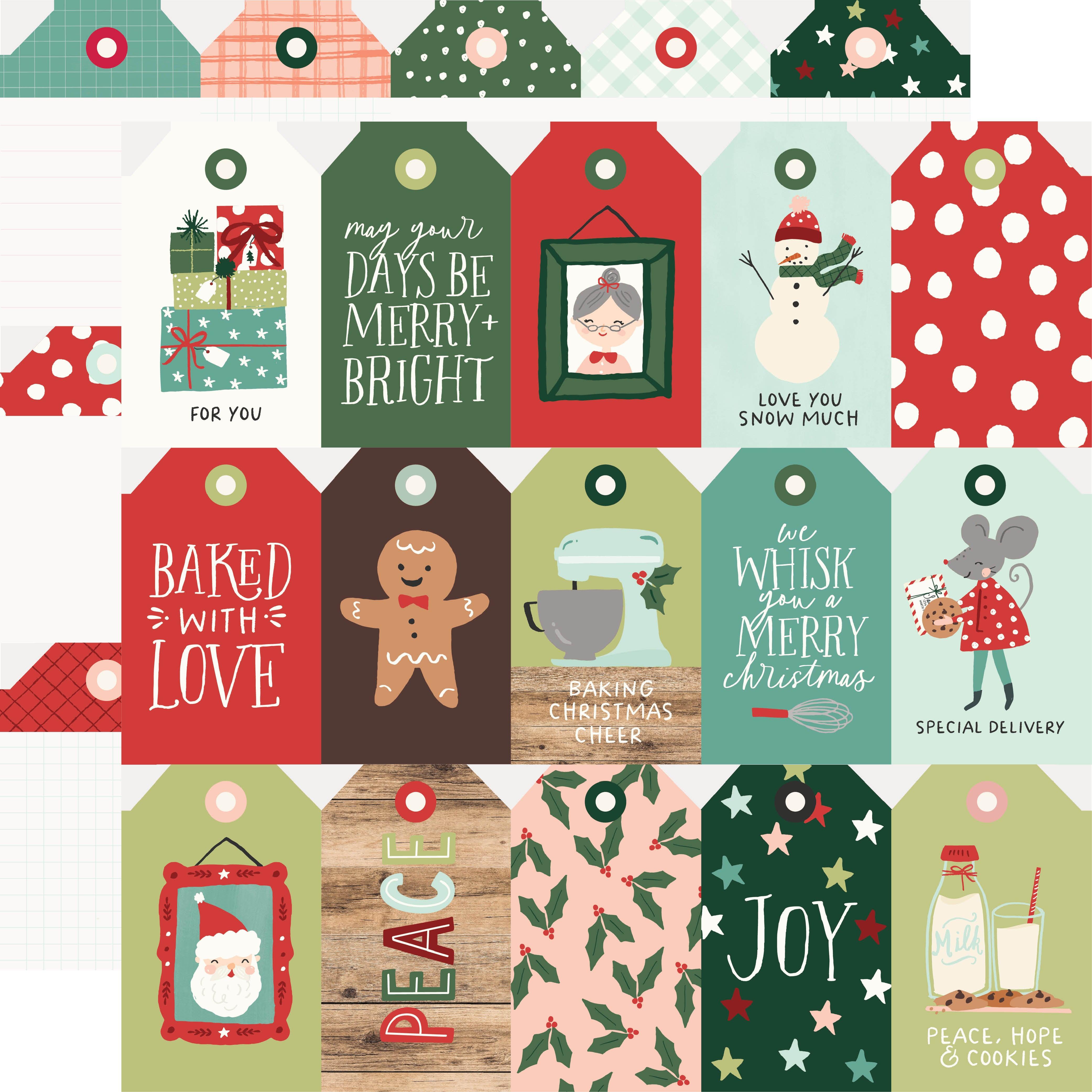 Baking Spirits Bright Collection Tags 12 x 12 Double-Sided Scrapbook Paper by Simple Stories - Scrapbook Supply Companies
