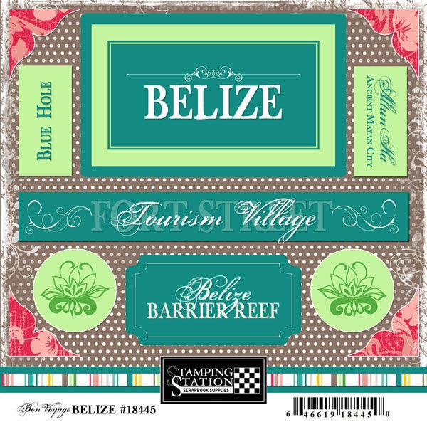 Bon Voyage Collection Belize 6 x 6 Scrapbook Sticker Sheet by Scrapbook Customs - Scrapbook Supply Companies