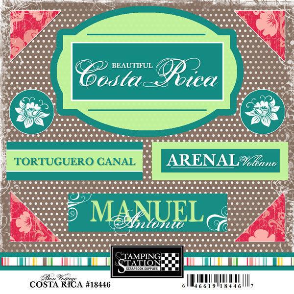 Bon Voyage Collection Costa Rica 6 x 6 Scrapbook Sticker Sheet by Scrapbook Customs - Scrapbook Supply Companies