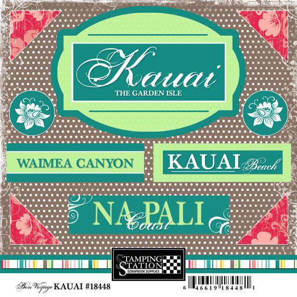 Bon Voyage Collection Kauai Hawaii 6 x 6 Scrapbook Sticker Sheet by Scrapbook Customs - Scrapbook Supply Companies