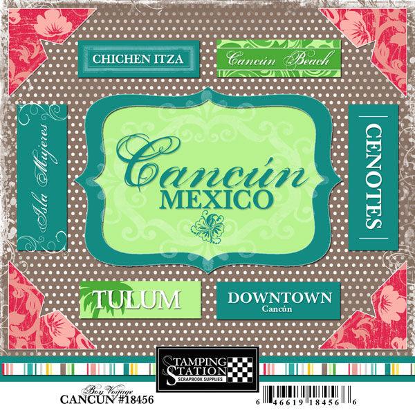 Bon Voyage Collection Cancun, Mexico 6 x 6 Scrapbook Sticker Sheet by Scrapbook Customs - Scrapbook Supply Companies