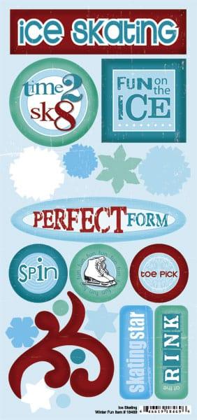 Winter Fun Collection Ice Skating Scrapbook Stickers by Scrapbook Customs - Scrapbook Supply Companies
