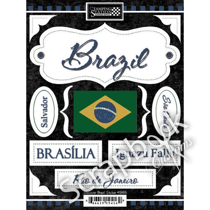 Discover Collection Brazil 6 x 9 Scrapbook Sticker Sheet by Scrapbook Customs - Scrapbook Supply Companies