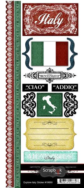 Explore Collection Italy 6 x 12 Scrapbook Sticker Sheet by Scrapbook Customs - Scrapbook Supply Companies