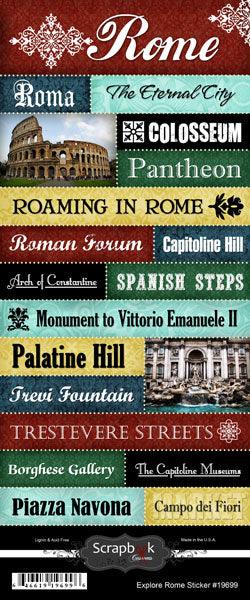Explore Collection Rome Italy 6 x 12 Scrapbook Sticker Sheet by Scrapbook Customs - Scrapbook Supply Companies