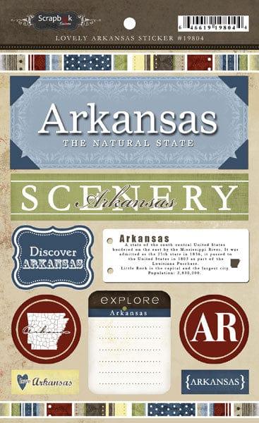 Lovely Travel Collection Arkansas 5.5 x 8 Sticker Sheet by Scrapbook Customs - Scrapbook Supply Companies