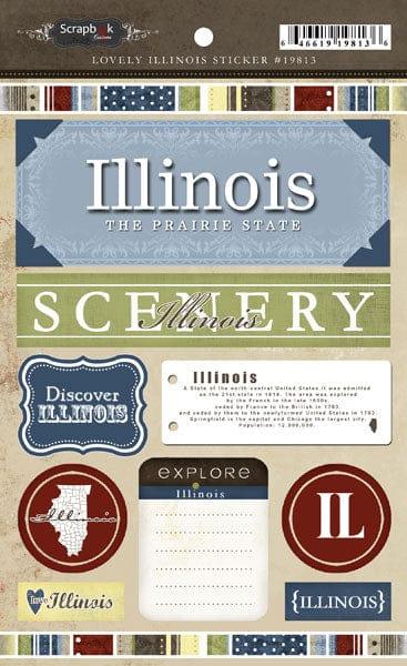 Lovely Travel Collection Illinois 5.5 x 8 Sticker Sheet by Scrapbook Customs - Scrapbook Supply Companies