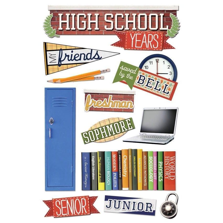 School Collection High School Years 5 x 7 Glitter 3D Scrapbook Embellishment by Paper House Productions - Scrapbook Supply Companies
