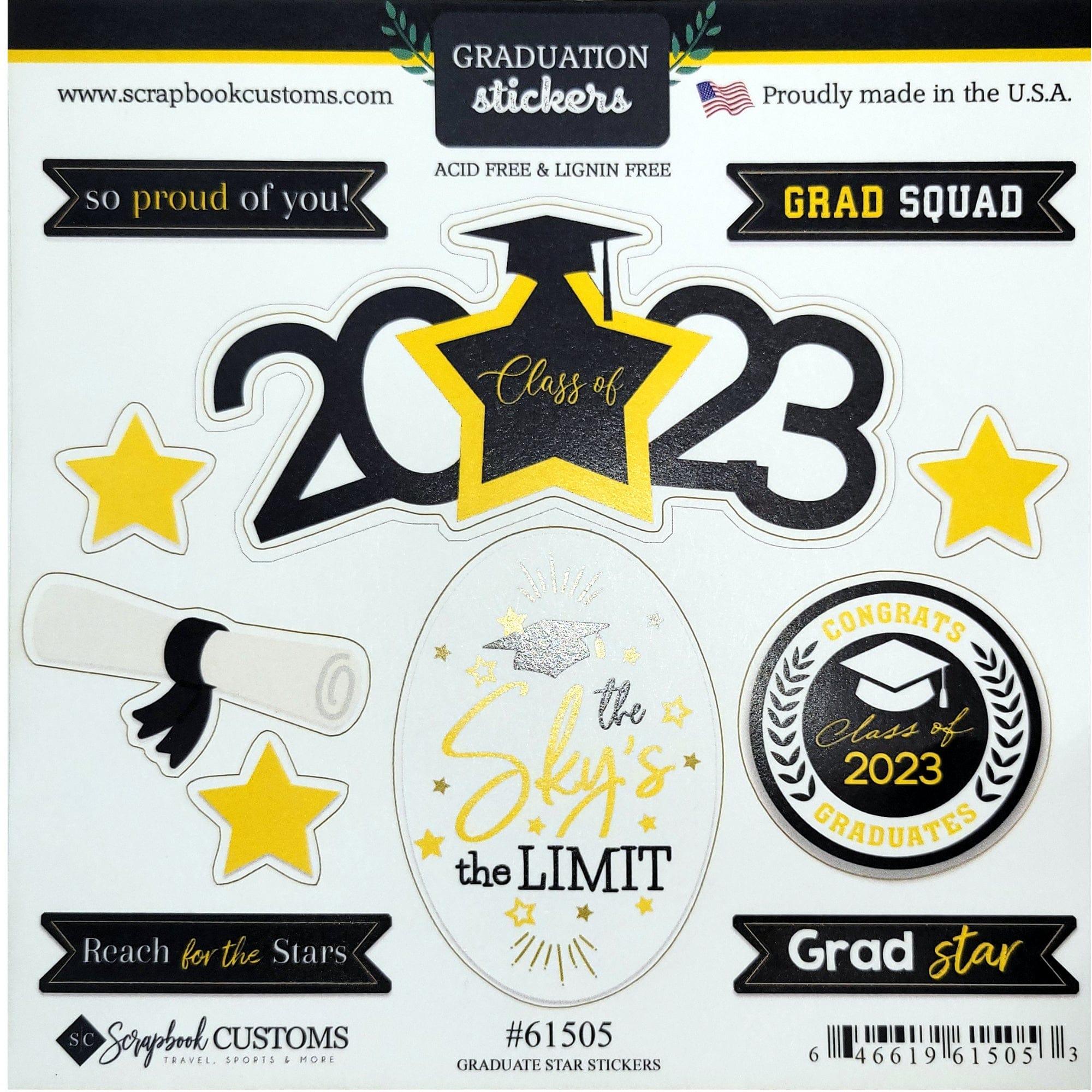 Graduation Stars Collection Class of 2023 6 x 6 Scrapbook Sticker Sheet by Scrapbook Customs - Scrapbook Supply Companies