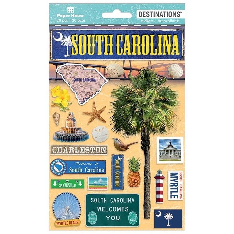 Destinations Collection South Carolina 5 x 7 3D Foil Scrapbook Embellishment by Paper House Productions - Scrapbook Supply Companies