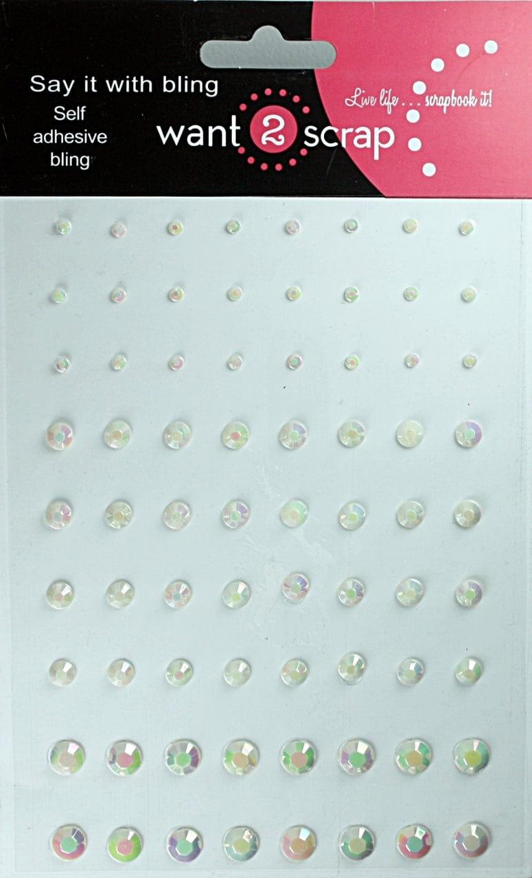 Say It With Bling Collection Mother of Pearl Rhinestone Self-Adhesive Scrapbook Bling by Want 2 Scrap - 72 Pieces - Scrapbook Supply Companies