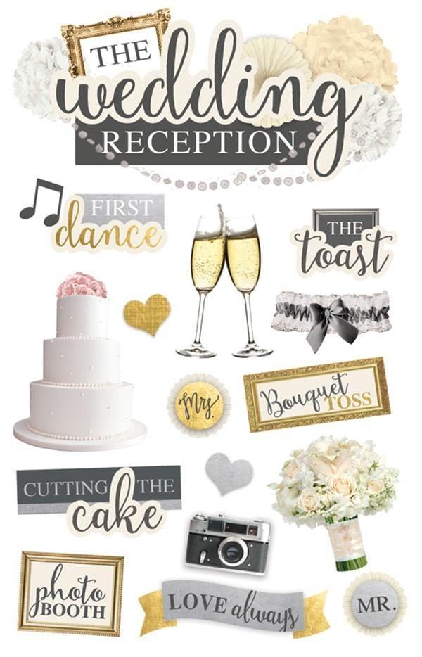 Wedding Day Collection Wedding Reception 5 x 7 Glitter 3D Scrapbook Embellishment by Paper House Productions - Scrapbook Supply Companies