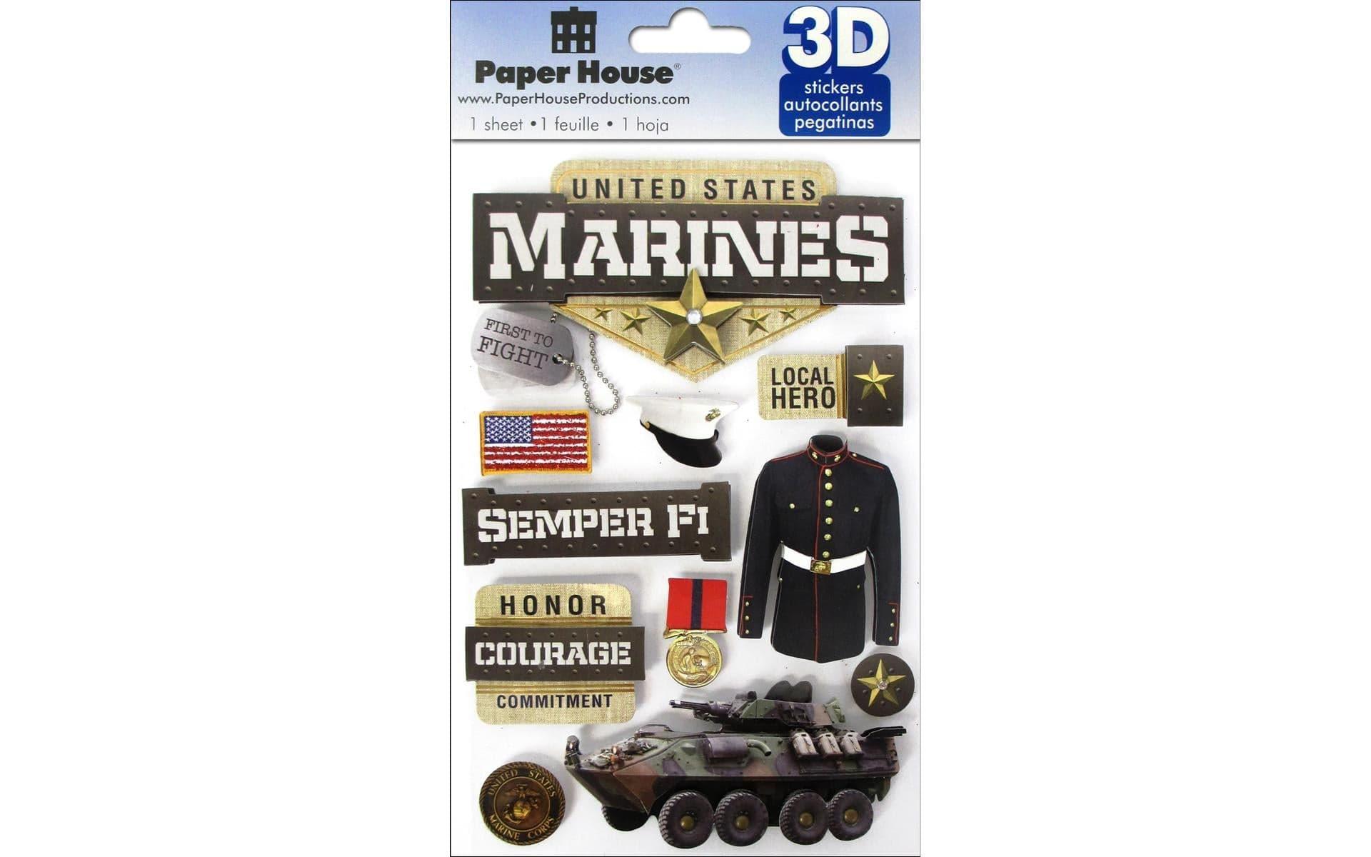 Military Collection United States Marines 3D Stickers by Paper House Productions - Scrapbook Supply Companies