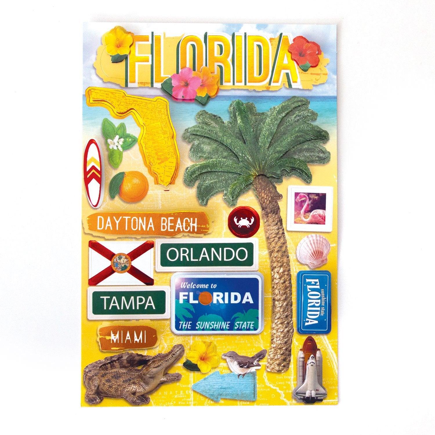Destinations Collection Florida 2 5 x 7 3D Foil Scrapbook Embellishment by Paper House Productions - Scrapbook Supply Companies