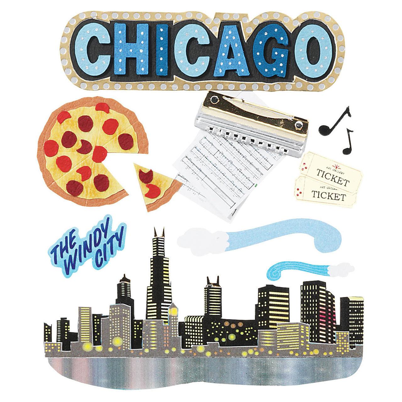 Destination Collection Chicago 4 x 5 Scrapbook Embellishment by Jolee's Boutique - Scrapbook Supply Companies