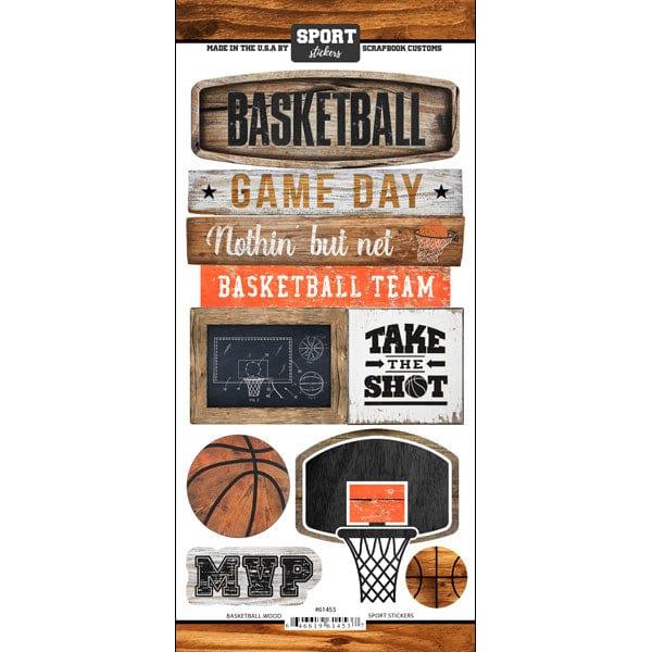 Wood Sports Collection Basketball Scrapbook Stickers by Scrapbook Customs - Scrapbook Supply Companies