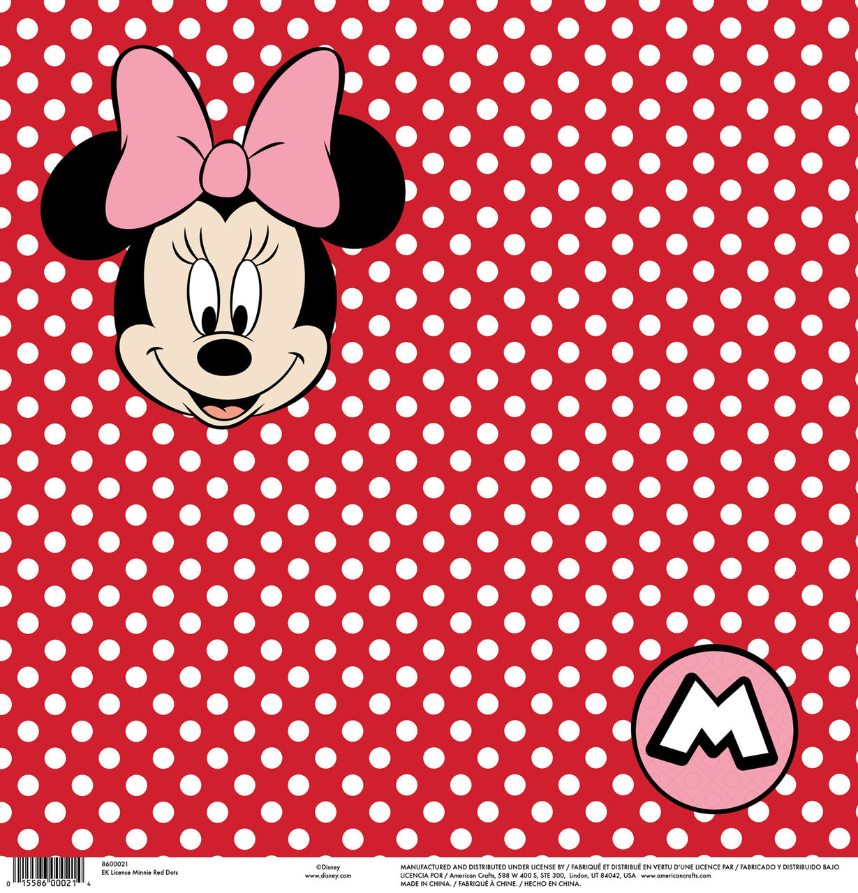 Disney Collection Minnie Red Dots 12 x 12 Scrapbook Paper by American Crafts